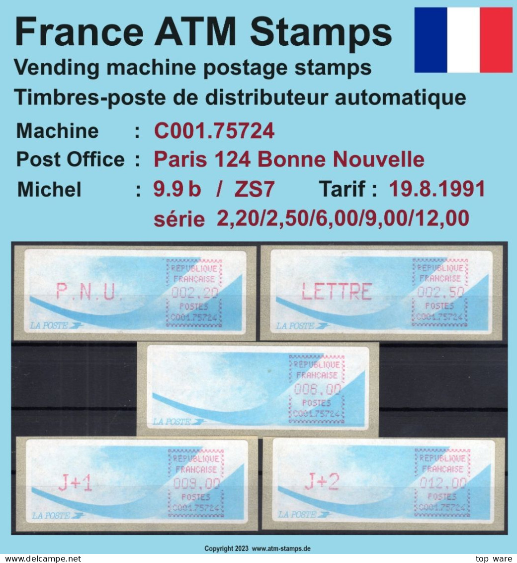 Frankreich France ATM Stamps LSA C001.75724 Paris 124 / Michel 9.9 B / Serie ZS7 ** / Distributeurs Automatenmarken - 1988 Type « Comète »