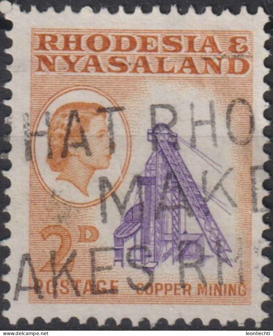 1959 Rhodesien & Nyasaland ° Mi:GB-RH 21, Sn:GB-RH 160, Yt:GB-RH 21,Copper Mining, Queen Elizabeth II (1926-2022) - Rhodesië & Nyasaland (1954-1963)