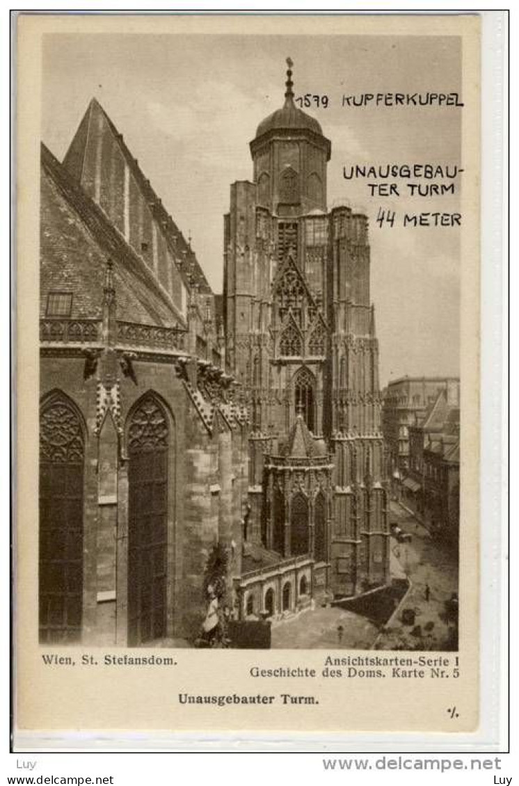 WIEN, St. Stefansdom, Ansichtskarten-Serie I - Ca. 1920er, Geschichte D. Doms, Karte Nr. 5 - Stephansplatz