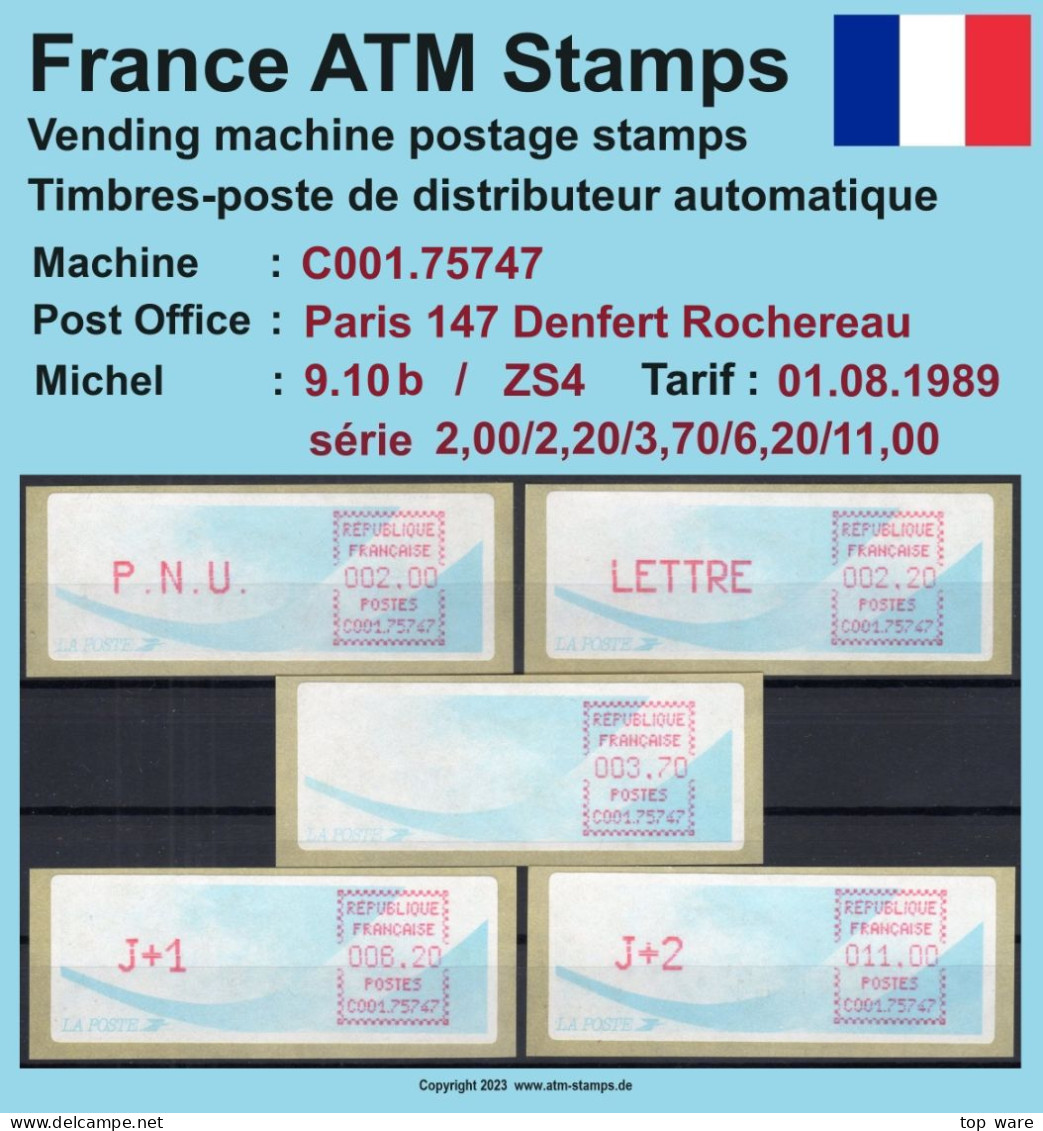 Frankreich France ATM Stamps LSA C001.75747 Paris 147 / Michel 9.10 B / Serie ZS4 ** / Distributeurs Automatenmarken - 1988 « Comète »