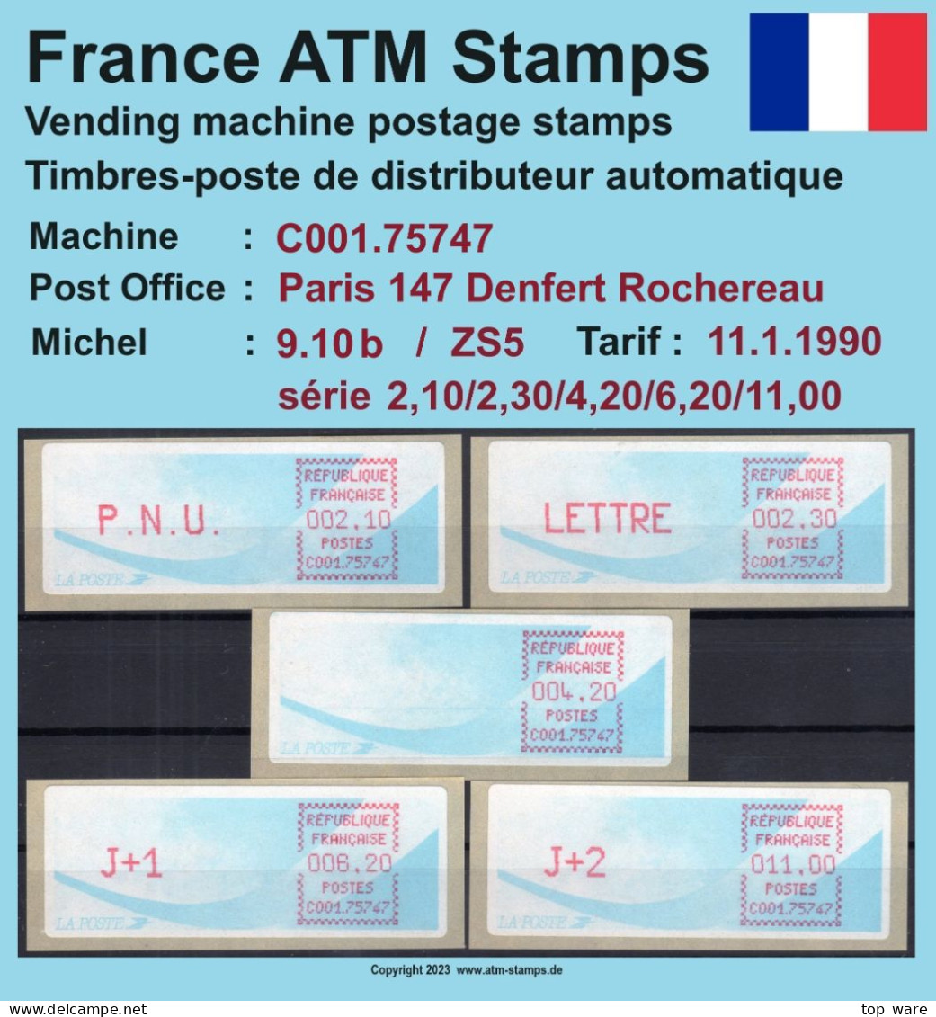 Frankreich France ATM Stamps LSA C001.75747 Paris 147 / Michel 9.10 B / Serie ZS5 ** / Distributeurs Automatenmarken - 1988 Type « Comète »