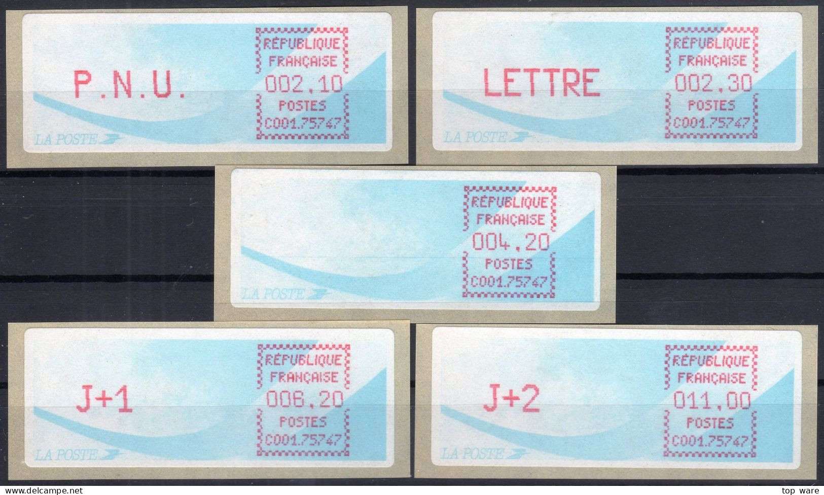 Frankreich France ATM Stamps LSA C001.75747 Paris 147 / Michel 9.10 B / Serie ZS5 ** / Distributeurs Automatenmarken - 1988 « Comète »