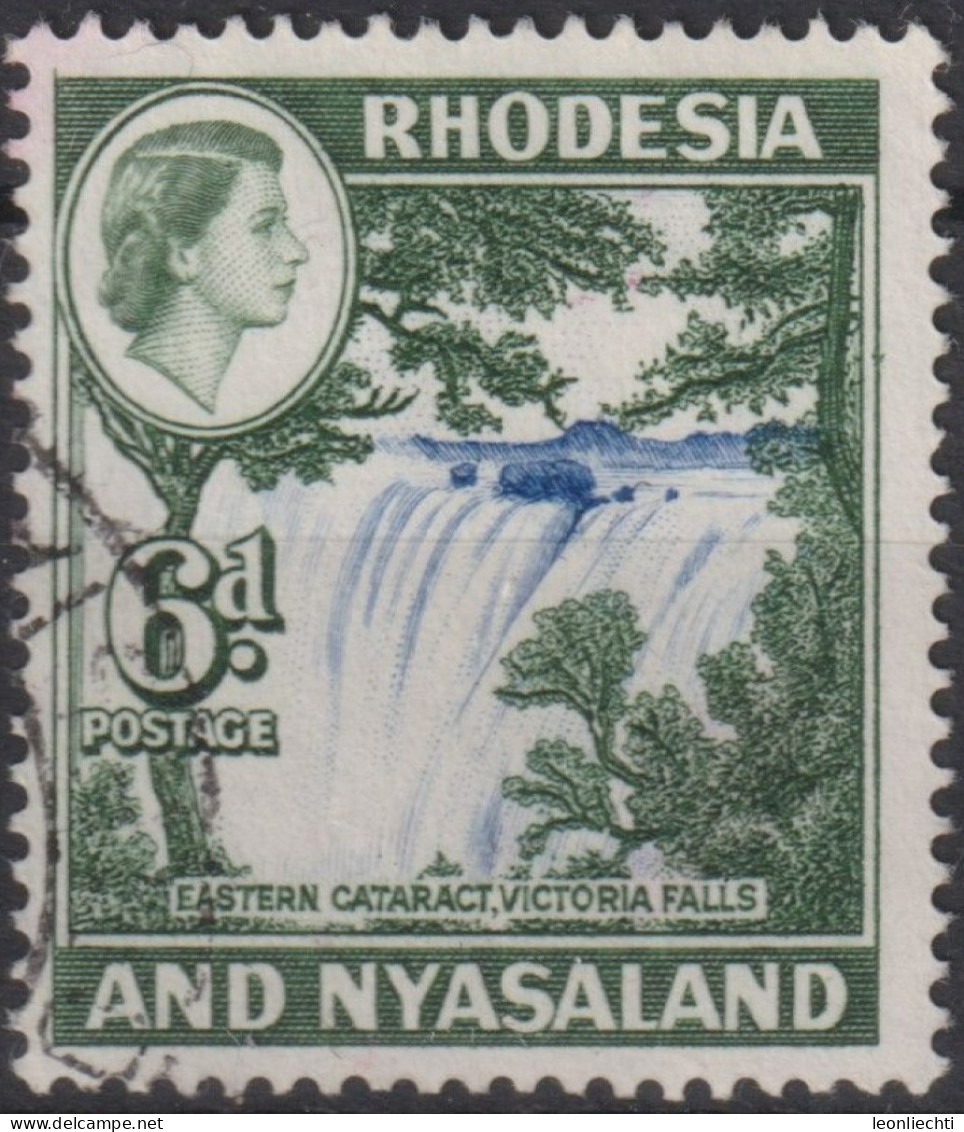 1959 Rhodesien & Nyasaland ° Mi:GB-RH 25, Sn:GB-RH 164, Yt:GB-RH 25, Eastern Cataract,Victoria Fall,Queen Elizabeth II - Rhodesia & Nyasaland (1954-1963)