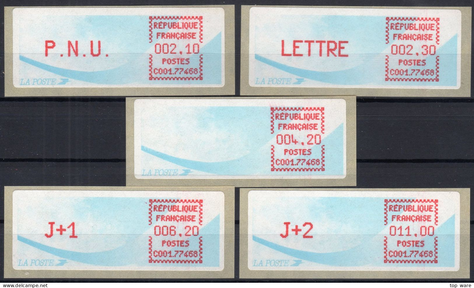 Frankreich France ATM Stamps LSA C001.77468 Torcy / Michel 9.11 B / Serie ZS5 ** / Distributeurs Automatenmarken - 1988 Type « Comète »