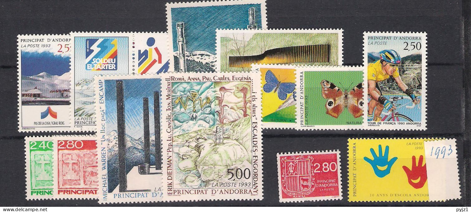 1993  MNH Andorra (French), Year  Complete According To Michel, Postfris** - Ganze Jahrgänge