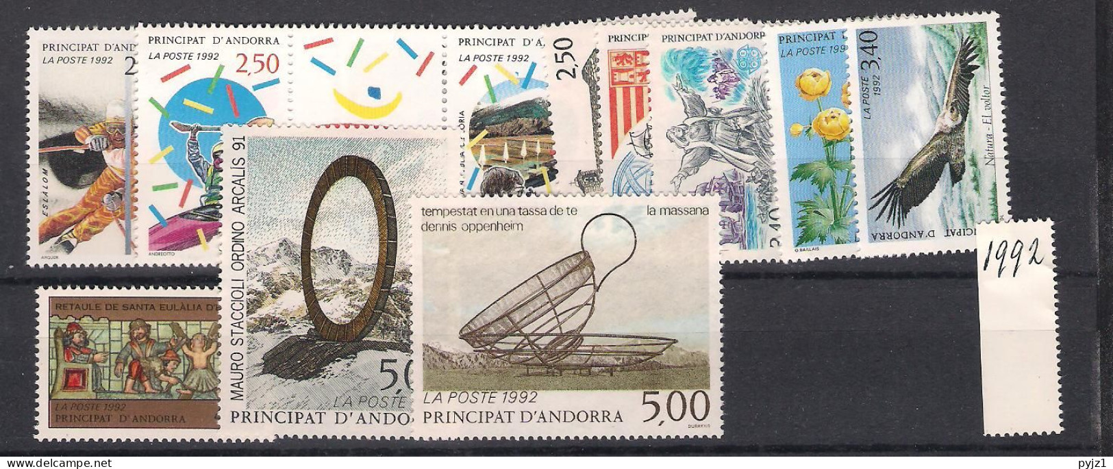 1992  MNH Andorra (French), Year  Complete According To Michel, Postfris** - Années Complètes