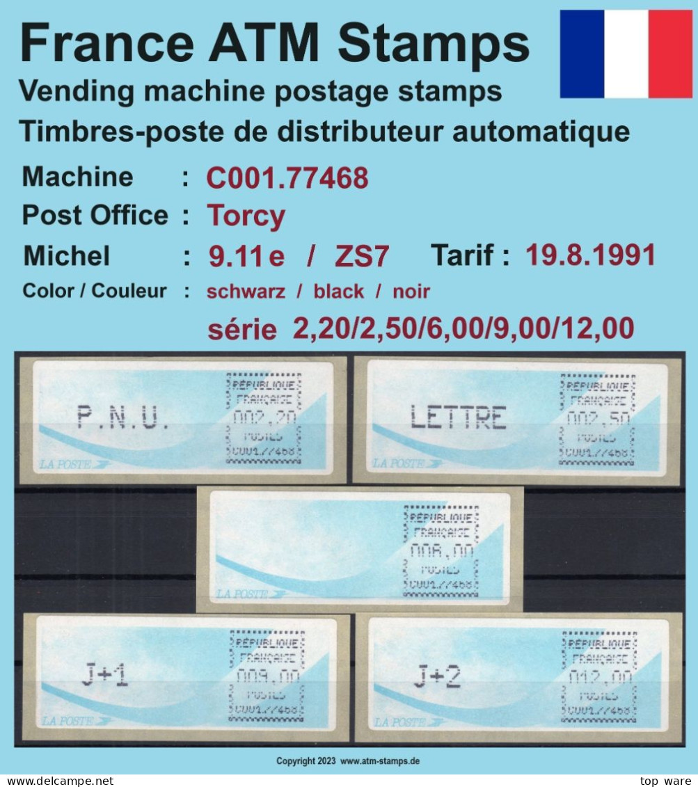 Frankreich France ATM Stamps LSA C001.77468 Torcy / Michel 9.11 E / Serie ZS5 ** / Distributeurs Automatenmarken - 1988 Type « Comète »