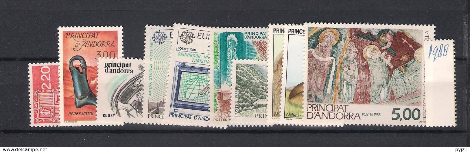 1988  MNH Andorra (French), Year  Complete According To Michel, Postfris** - Full Years
