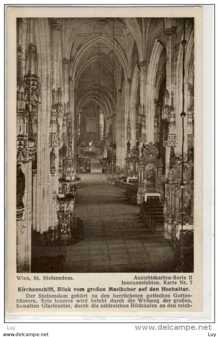 WIEN, St. Stefansdom, Ansichtskarten-Serie II - Innenansichten D. Doms, 1920er, Karte Nr. 7 CHRISTIANITY - Stephansplatz