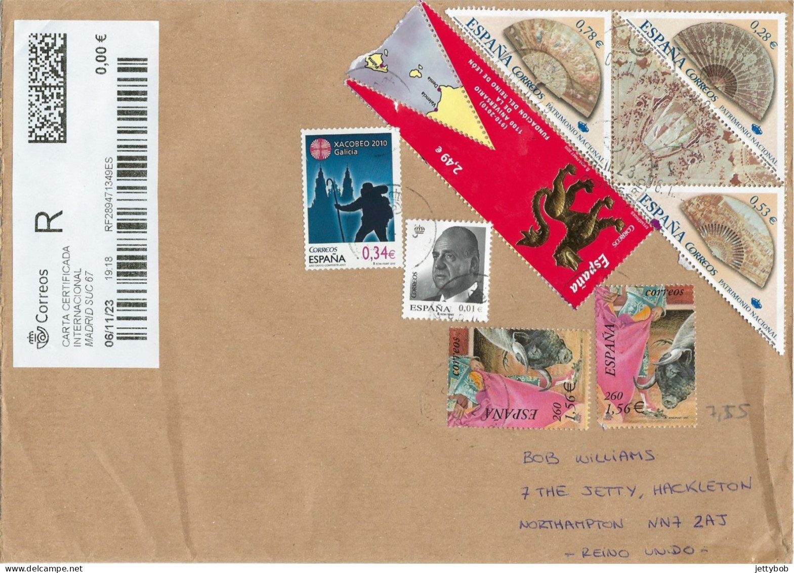 Spain Registered Cover From Madrid (SUC67) To Northampton UK - Briefe U. Dokumente