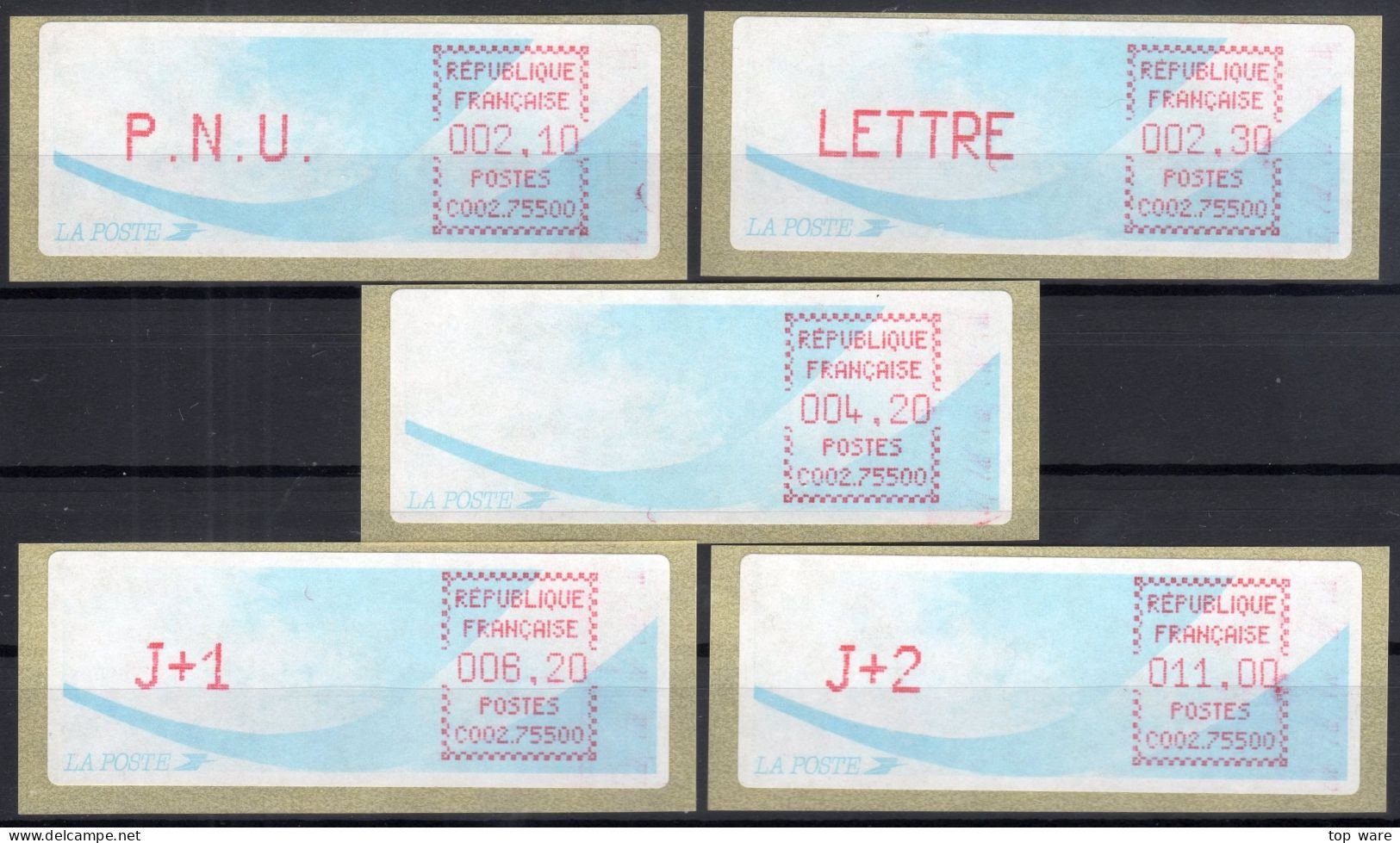 Frankreich France ATM Stamps LSA C002.75500 Paris RP / Michel 9.12 B / Serie ZS5 ** / Distributeurs Automatenmarken - 1988 Type « Comète »