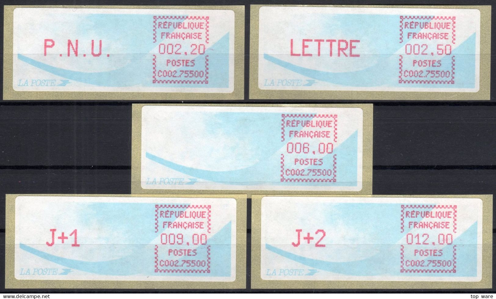 Frankreich France ATM Stamps LSA C002.75500 Paris RP / Michel 9.12 B / Serie ZS7 ** / Distributeurs Automatenmarken - 1988 « Comète »