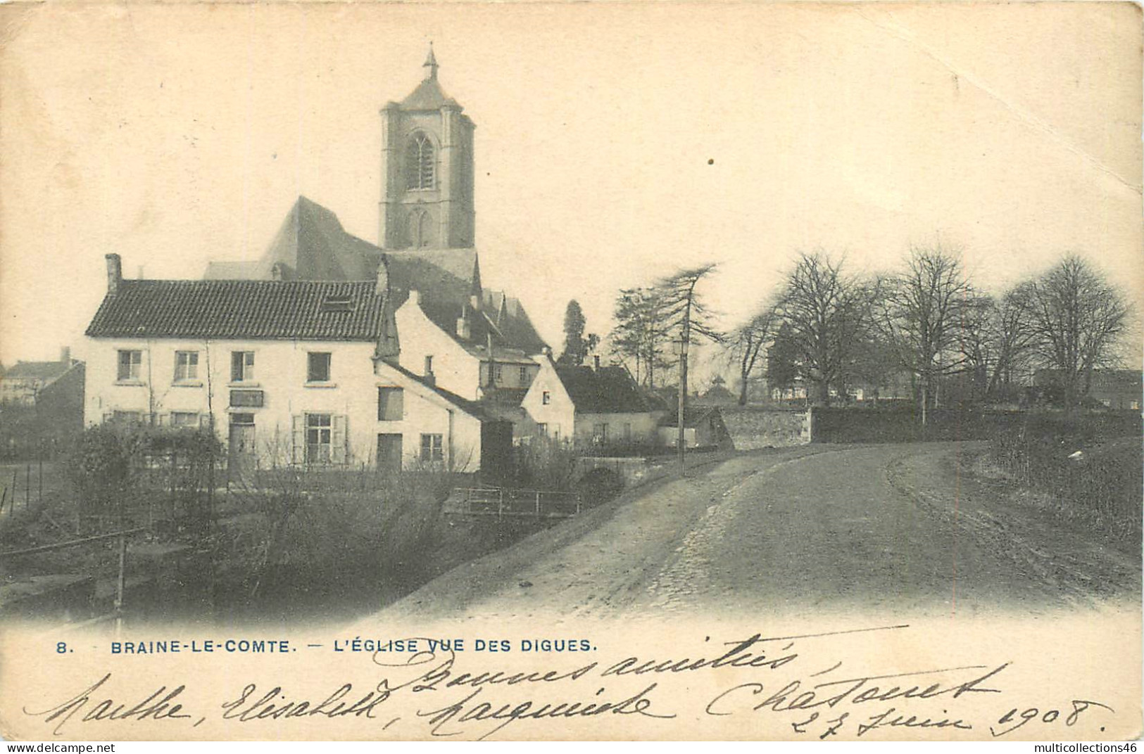 050124 - BELGIQUE - BRAINE LE COMTE L'église Vue Des Digues - Braine-le-Comte