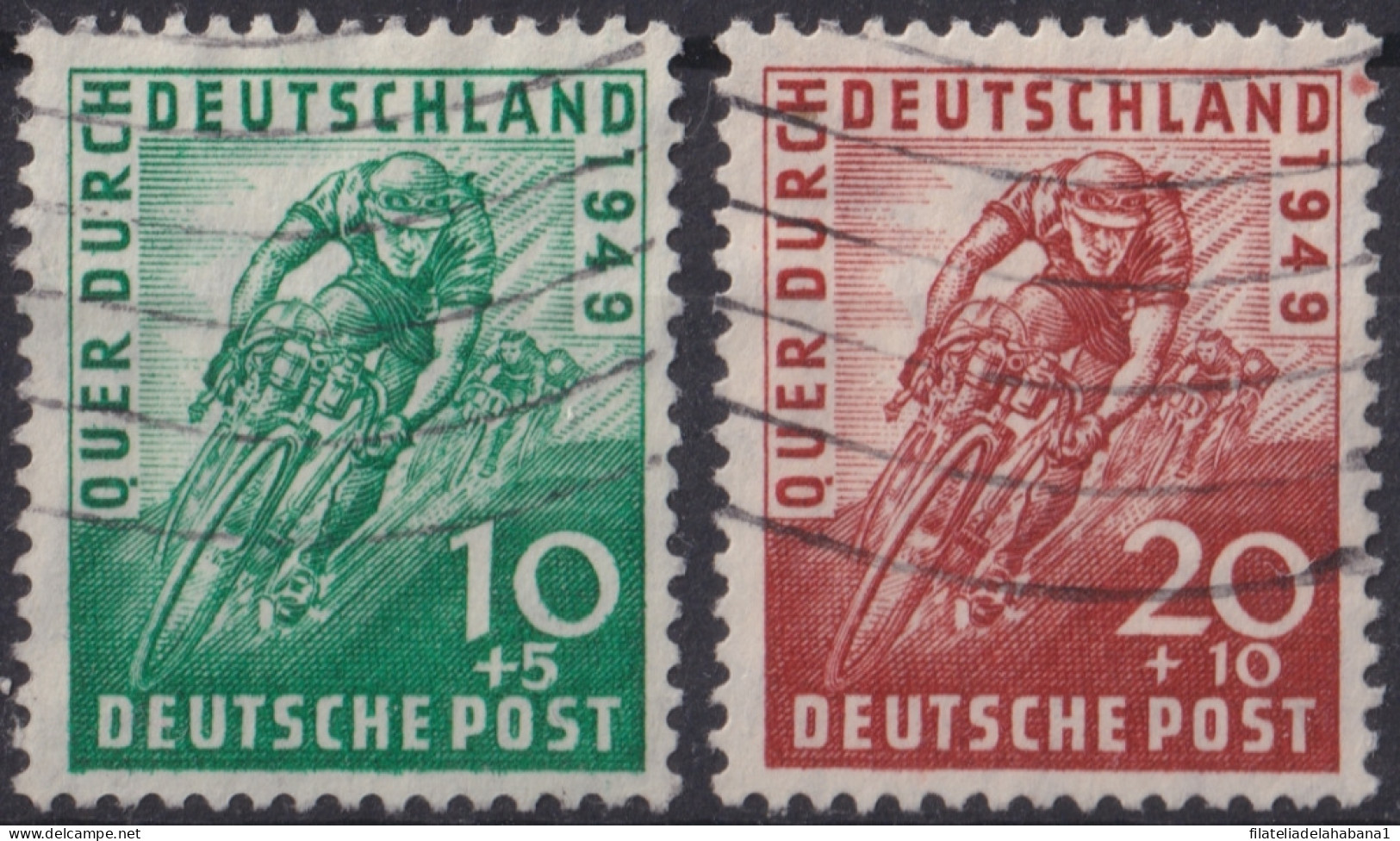 F-EX47305 GERMANY BIZONE 1949 USED CYCLE TOUR.  - Afgestempeld