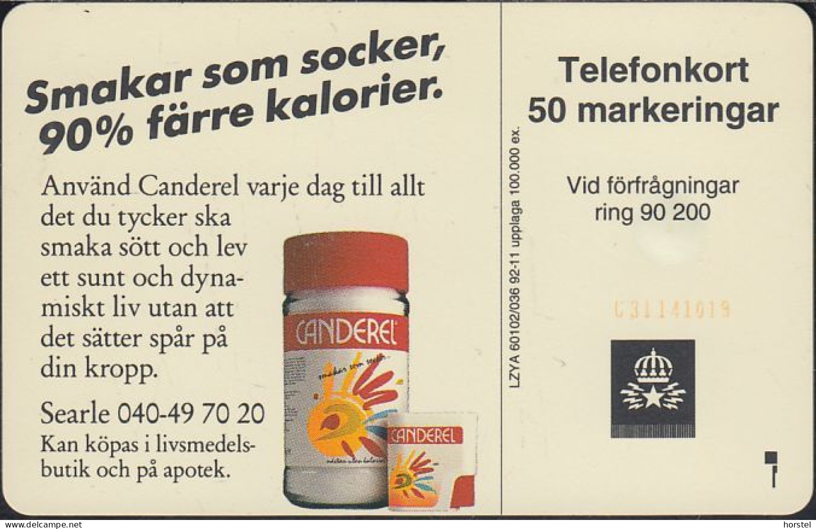 Schweden Chip 026 (60102/036) Canderel 50U - SC5 - C31141019 - Svezia