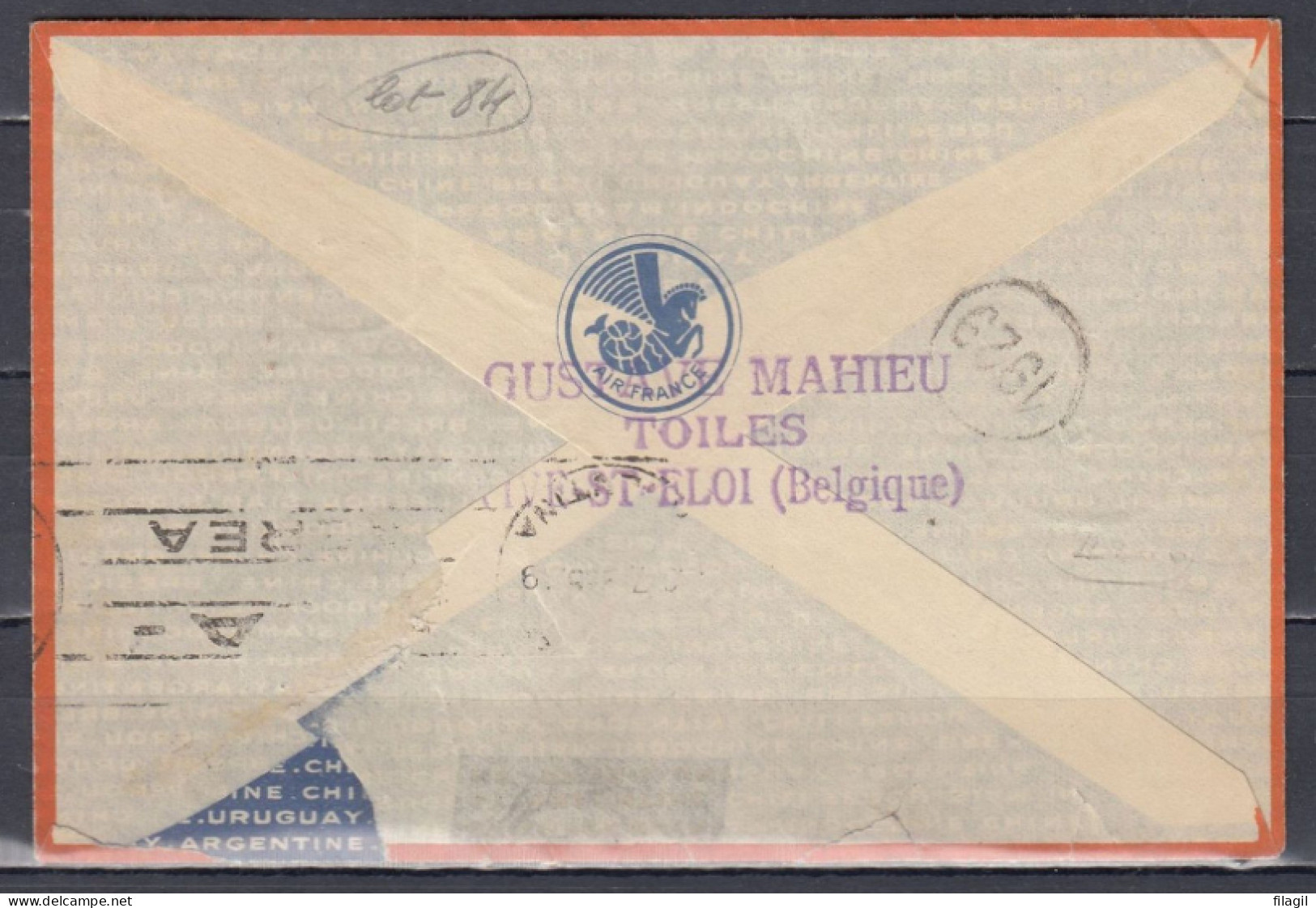 Brief Van St Eloois Vijve Naar Buenos Aires (Argentinie) Amerique Du Sud Extreme Orient Via Air France - 1931-1934 Kepi