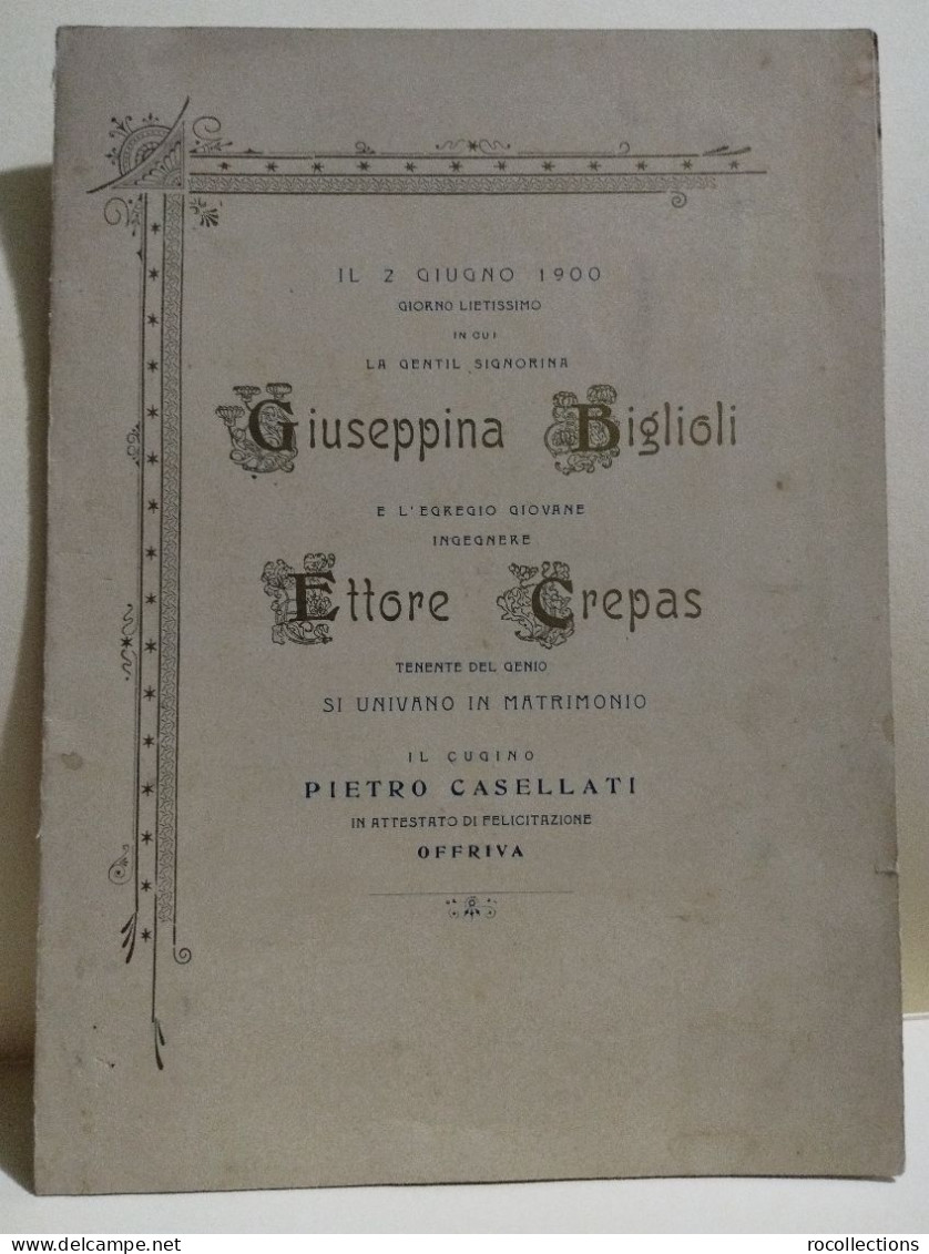 Wedding Venezia 1900 Sonetto Nozze Biglioli Crepas. Pietro Casellati - Hochzeit