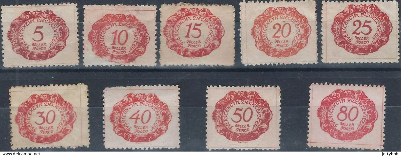 Liechtenstein 1920 Dues Complete Run Of 9 Heller Values (no Krone Vals) MM (40, 50, 80 Appear To Be UMM) - Postage Due