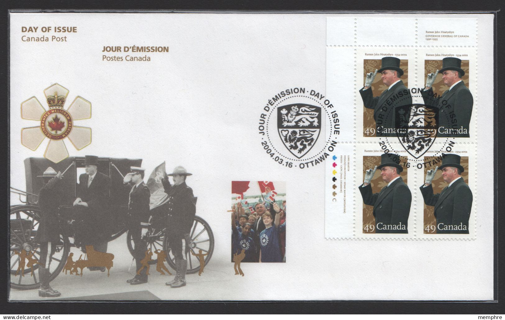 2004  Governor General E. Hnatyshyn  Sc 2034  Plate Block Of 4 - 2001-2010