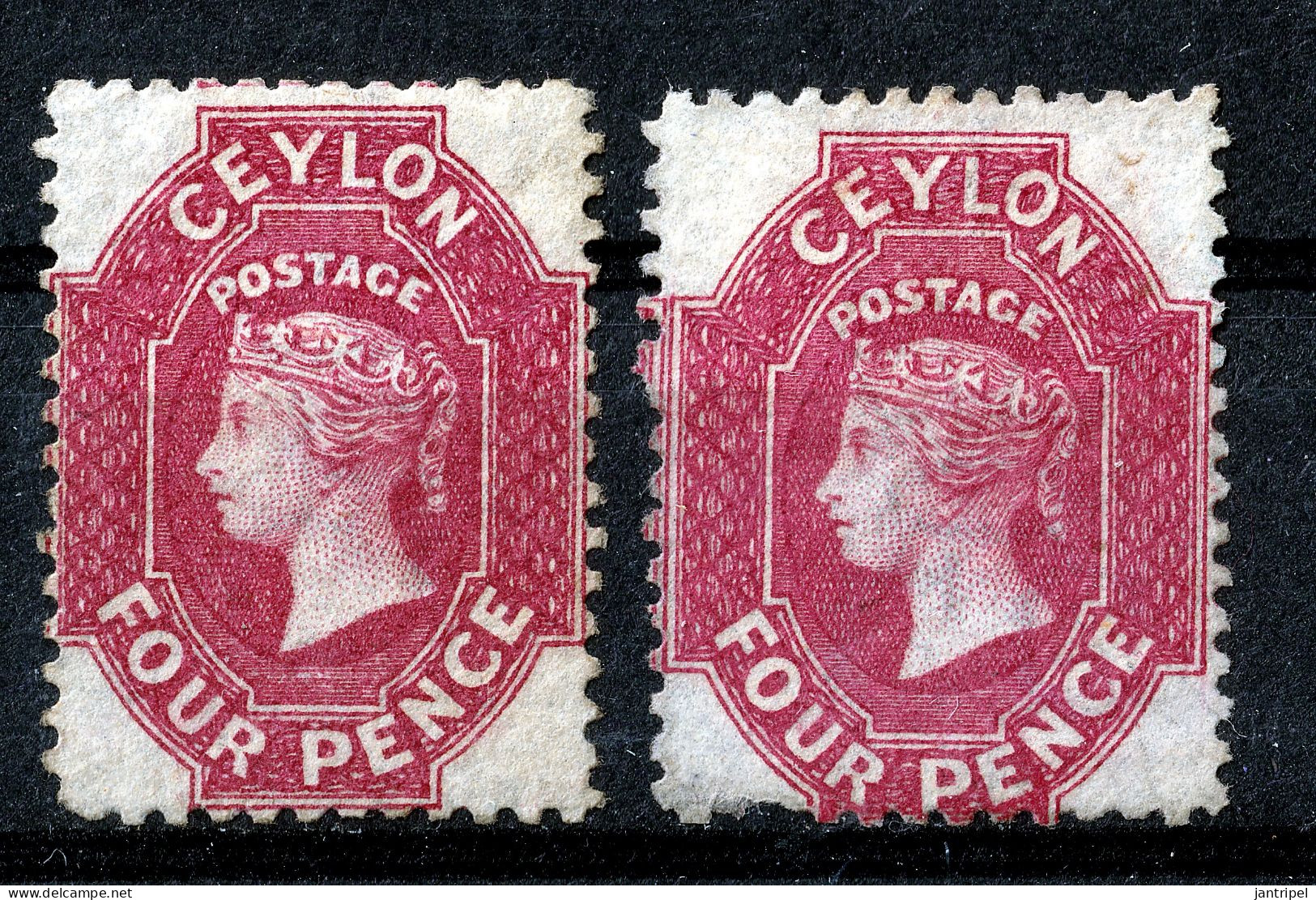 CEYLON QV 1863/1867   2 X 4 P MH   CANN'T DECIDE WHICH WMK - Ceylon (...-1947)