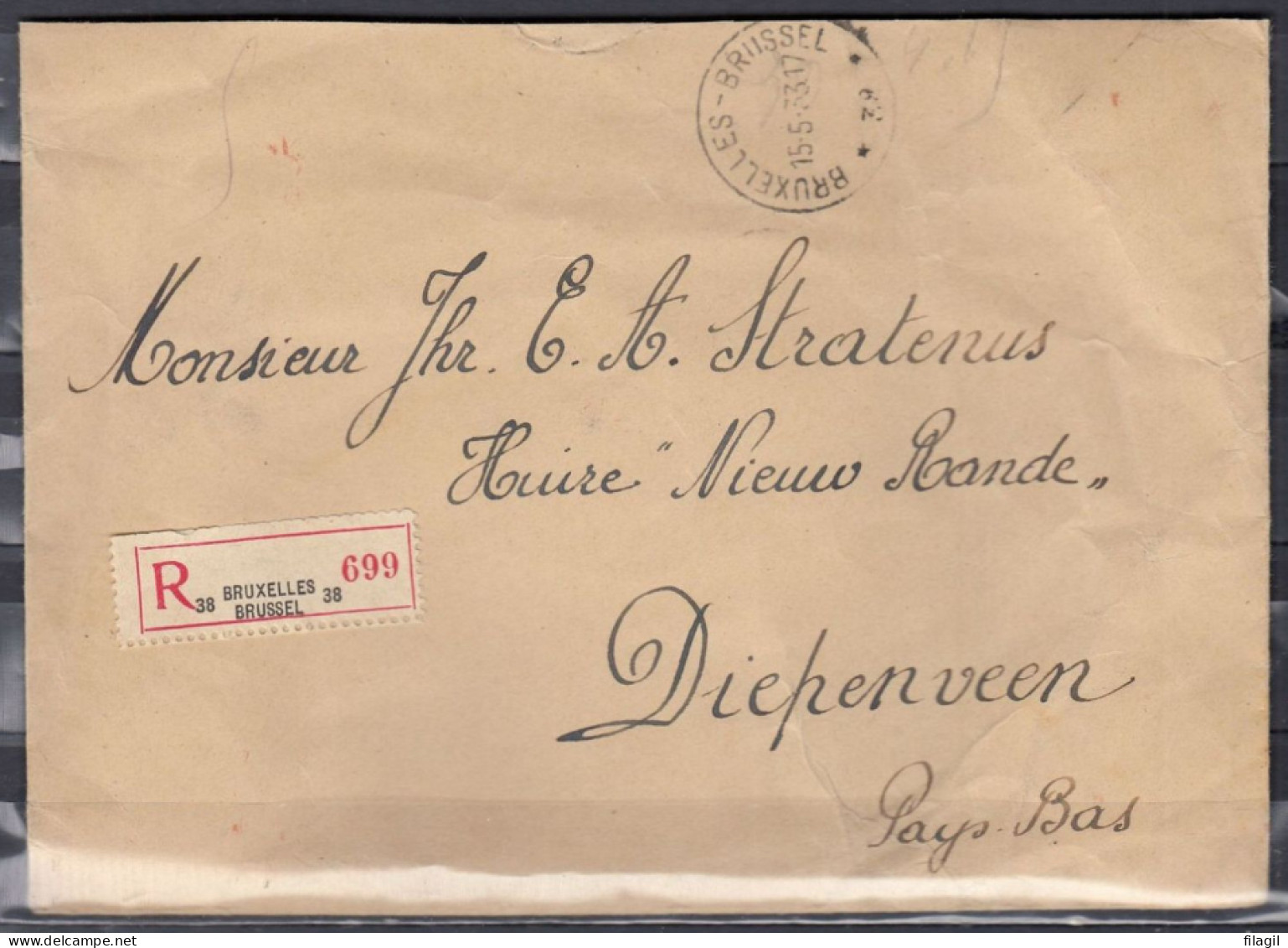 Aangetekende Brief Van Bruxelles 38 Brussel (sterstempel) Naar Diepenveen (nederland) - 1931-1934 Mütze (Képi)