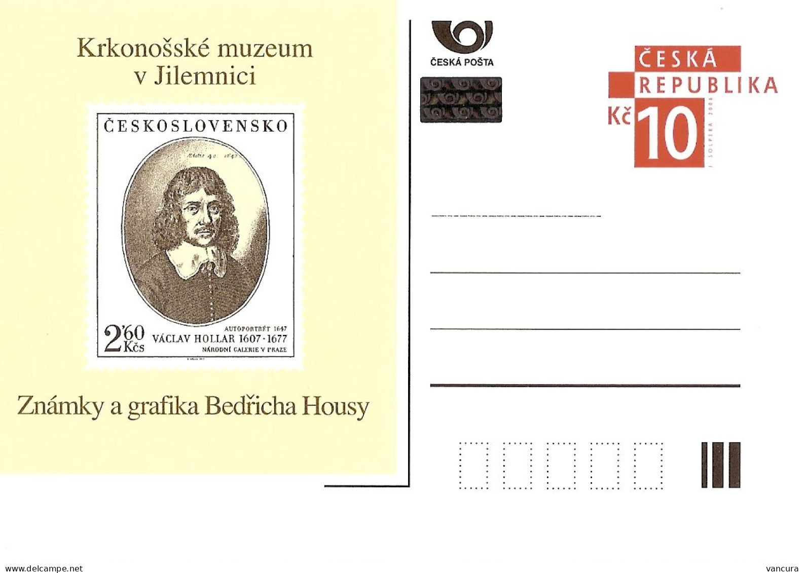 CDV B Czech Republic Stamps And Drawings Of Bedrich Housa - Self-Portrait Of Vaclav Hollar 2008 - Gravures