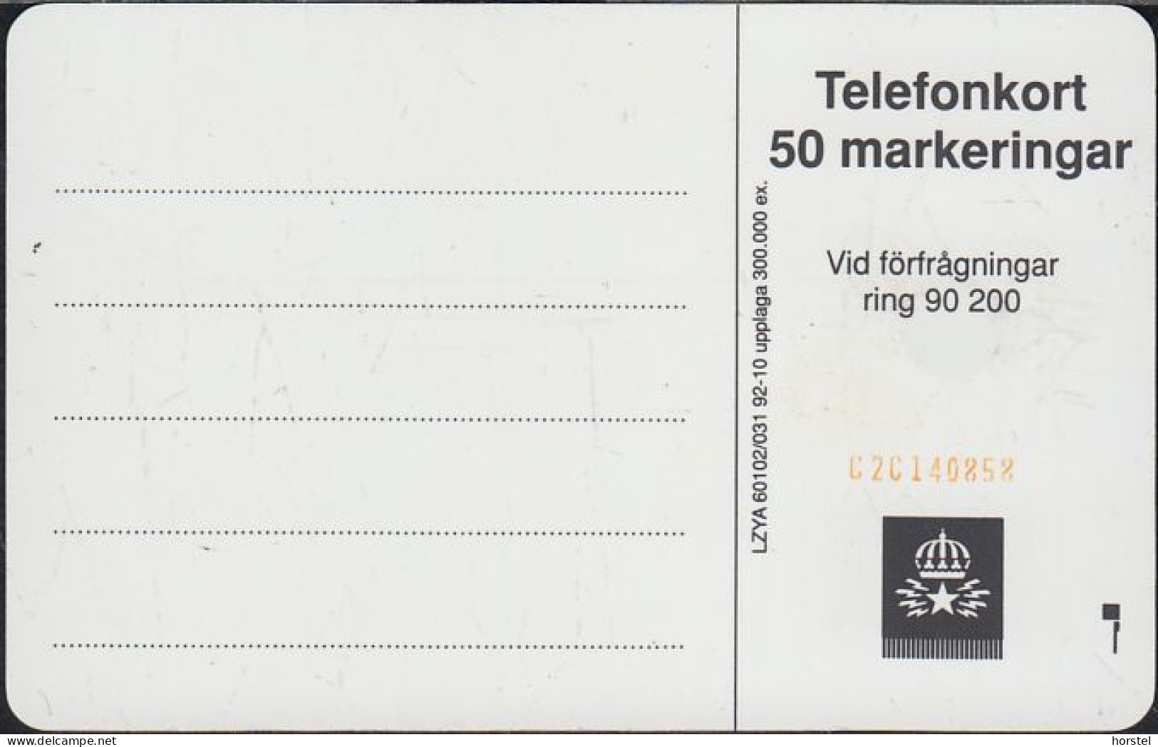 Schweden Chip 022 (60102/031) Girl On The Telephone - Cat - SC5 - 50 Units - C2C140858 - Schweden