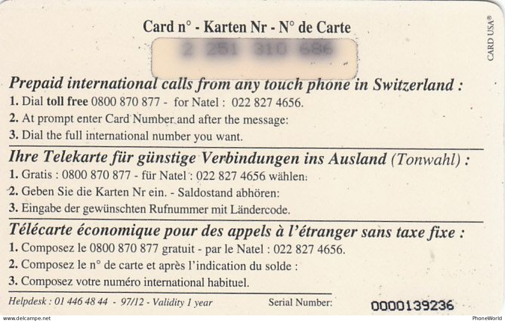 Swiss, Teleline  Van TC  Fr.50 '97 Coded!! Autobus, RR. - Switzerland