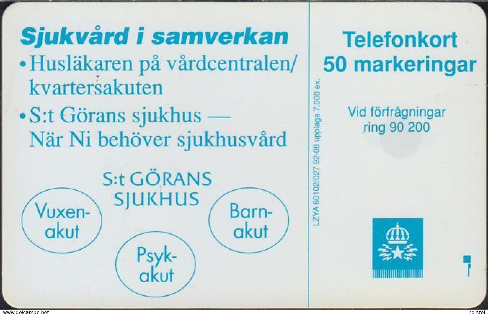 Schweden Chip 019 (60102/027) S:t Görans Sjukhus - SC5 - 50 Units - 43528 - RAR !!! - Svezia
