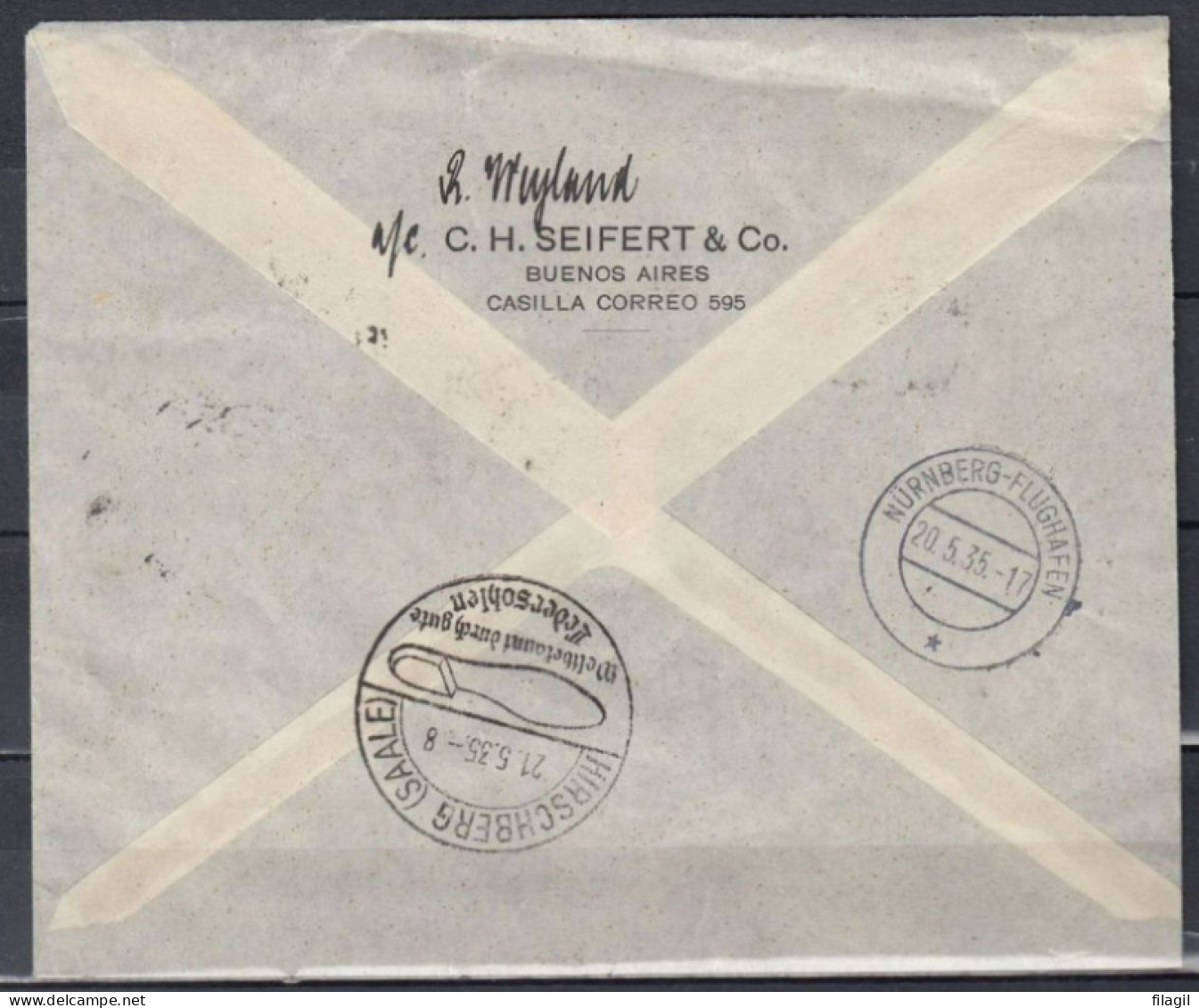 Recommandée Brief Van Buenos Aires Argentina Naar Hirschberg (Saale) Duitsland - Airmail