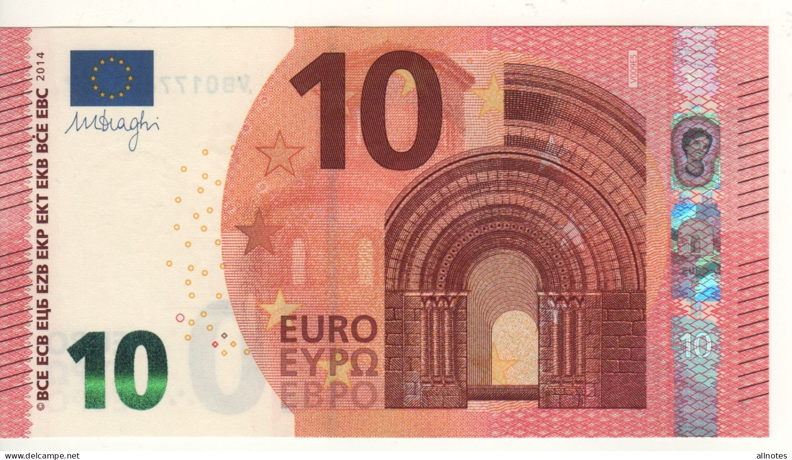 10 EURO  "Spain"   DRAGHI    V 009 E5   VB0177603157  /  FDS - UNC - 10 Euro