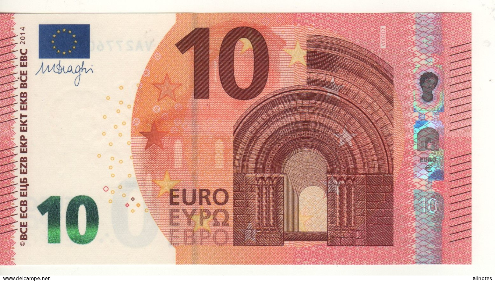 10 EURO  "Spain"   DRAGHI    V 003 D2   VA2776095587  /  FDS - UNC - 10 Euro