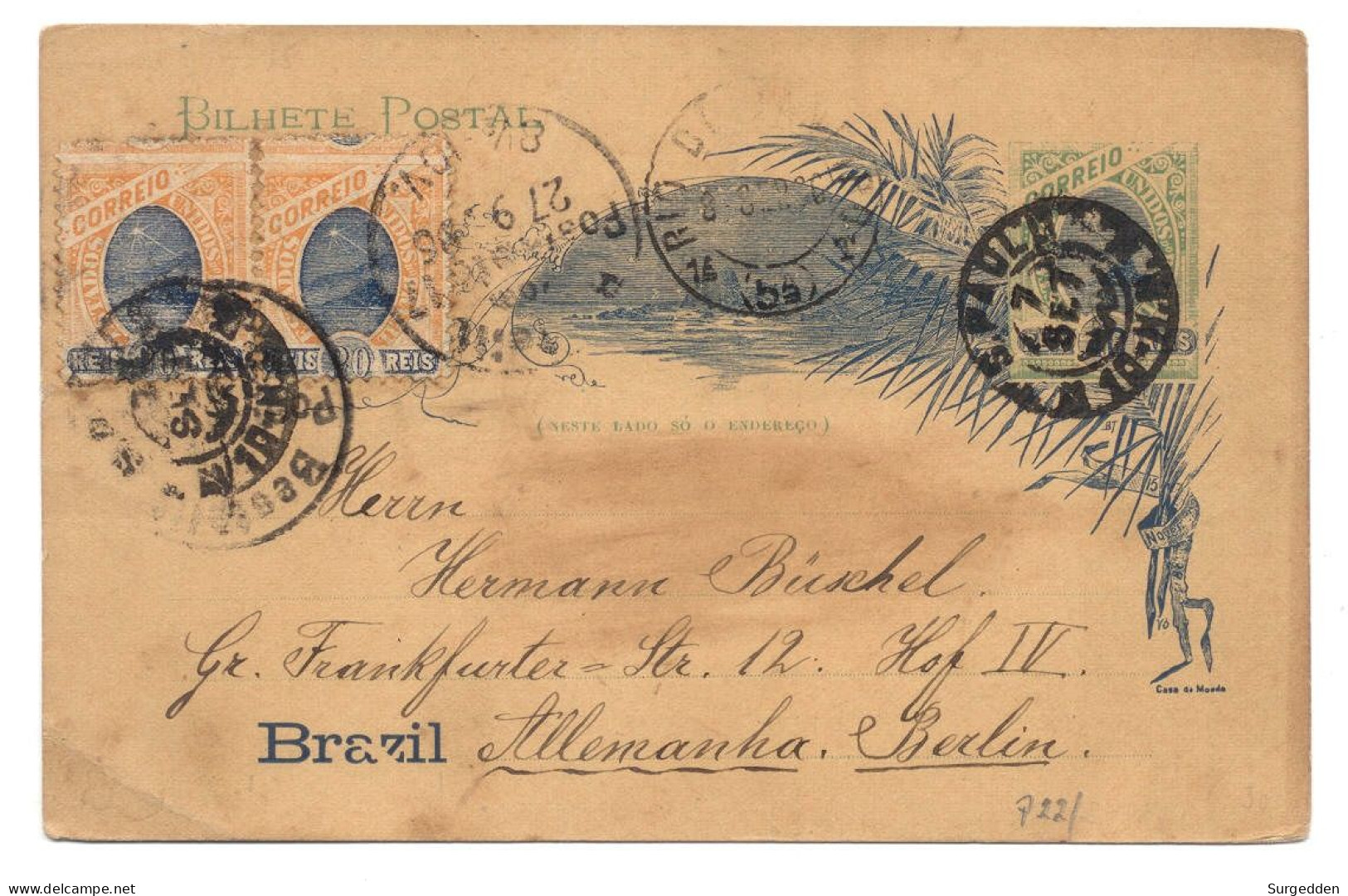 Sao Paulo 1896 Nach Berlin - Postal Stationery