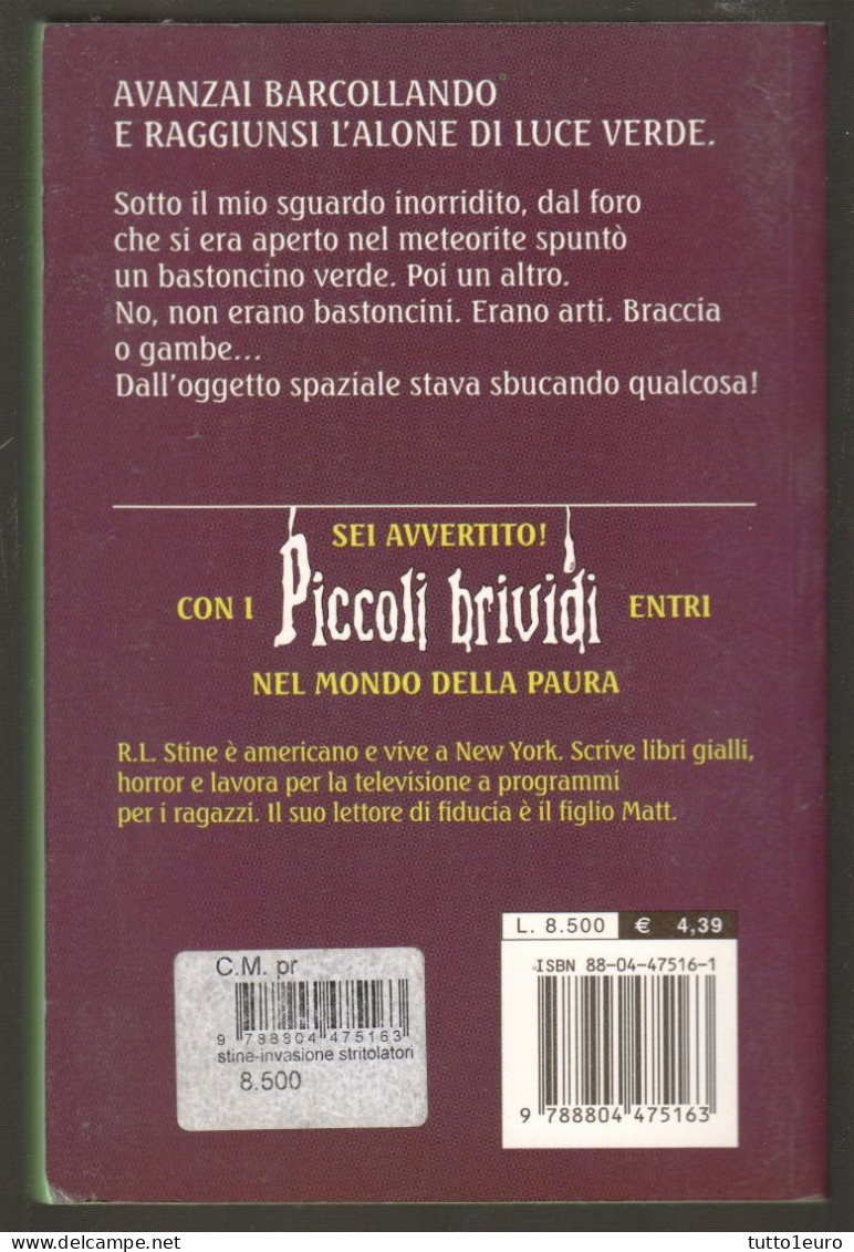 PICCOLI BRIVIDI - R. L. STINE - N° 66 - L'INVASIONE DEGLI STRITOLATORI - COMPLETO DI 8 ADESIVI - MONDADORI - Niños Y Adolescentes