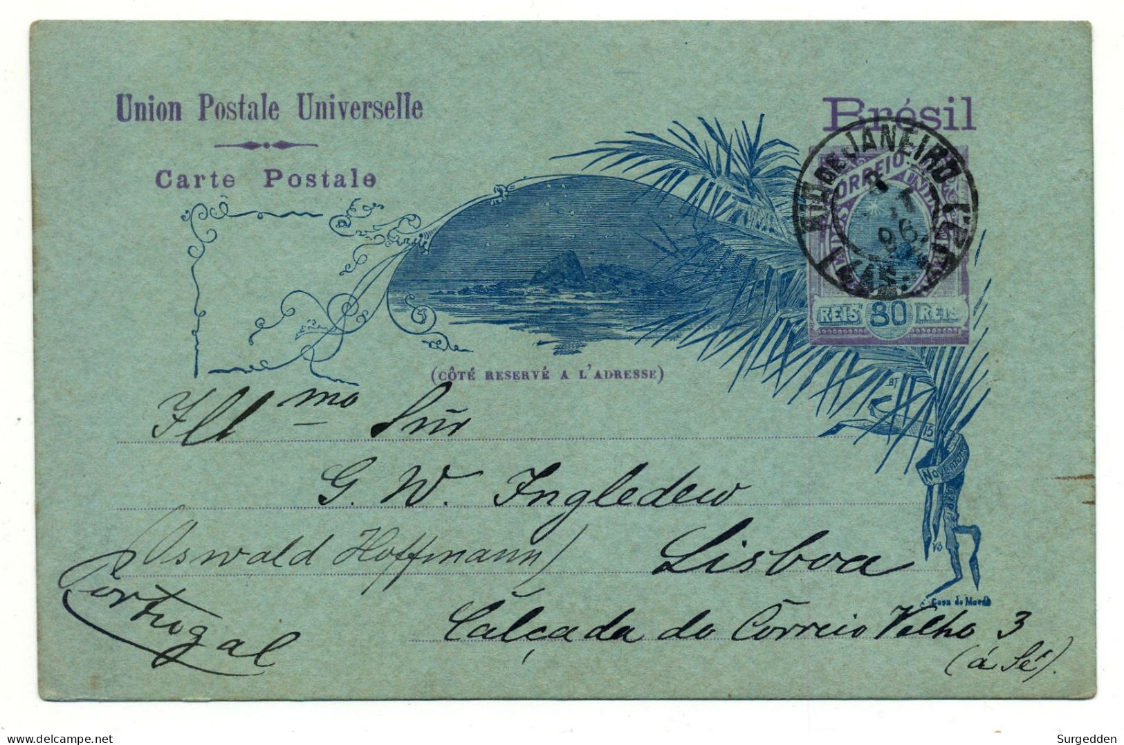 Rio De Janeiro 1896 Nach Lisboa - Postal Stationery