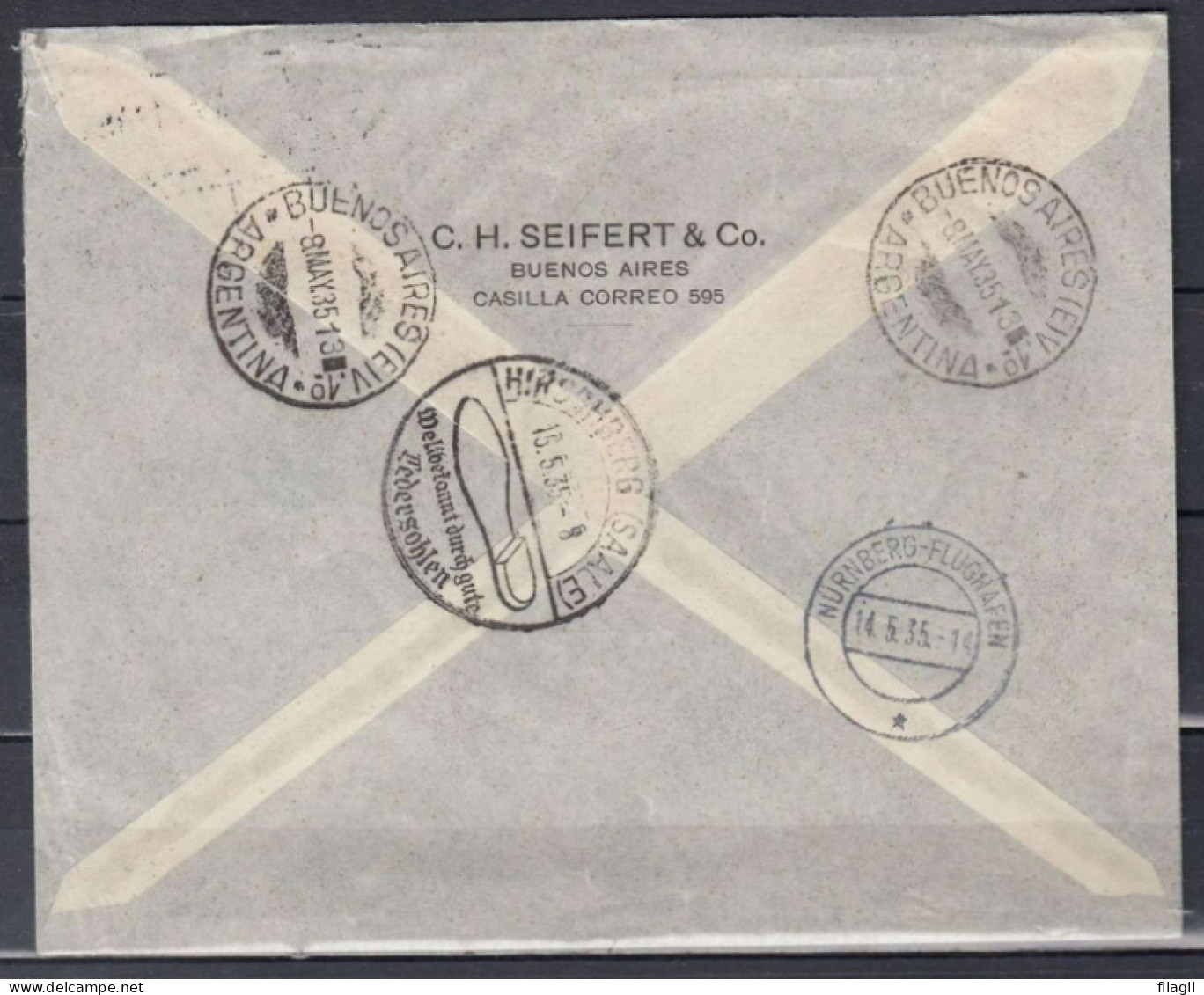 Recommandée Brief Van Buenos Aires Argentina Naar Hirschberg (Saale) Duitsland Certificado Via Aerea Condor-Zeppelin - Poste Aérienne