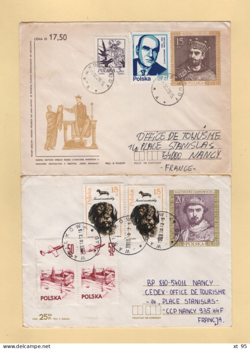 Pologne - Lot De 2 Entiers Postaux Avec Complement Destination France - Cartas & Documentos