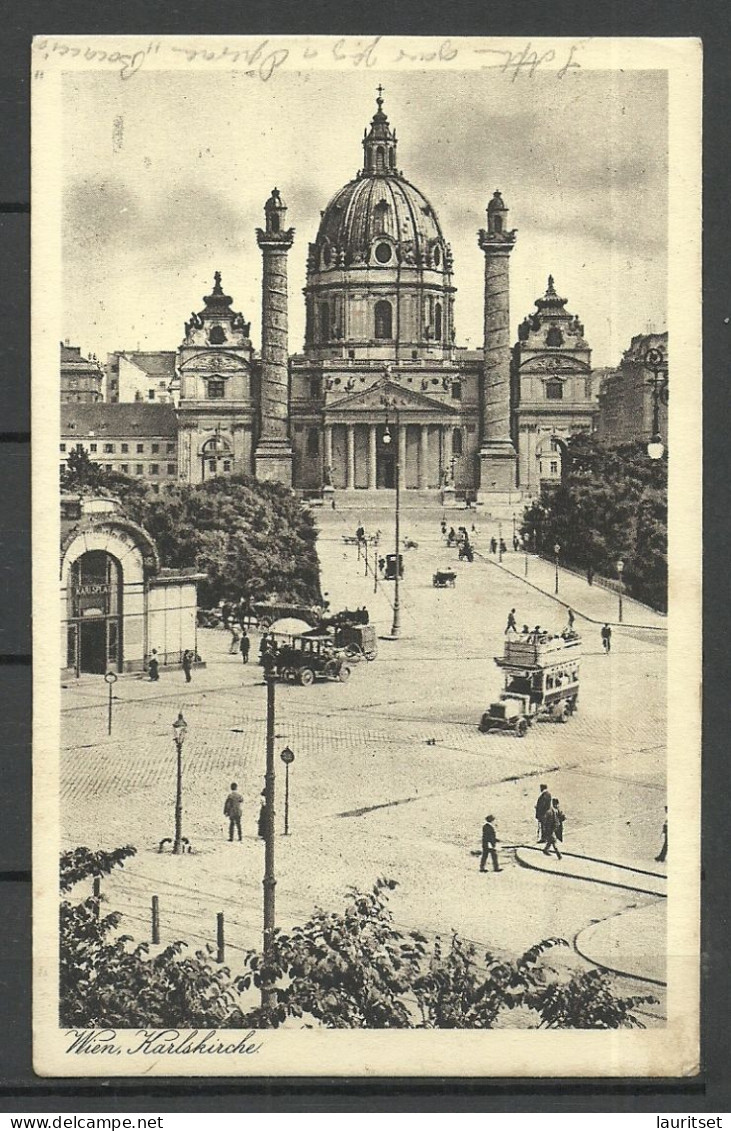 Austria Österreich Wien Karlskirche, Gesendet 1932 Nach Dänemark Denmark Cars Autos Church - Iglesias