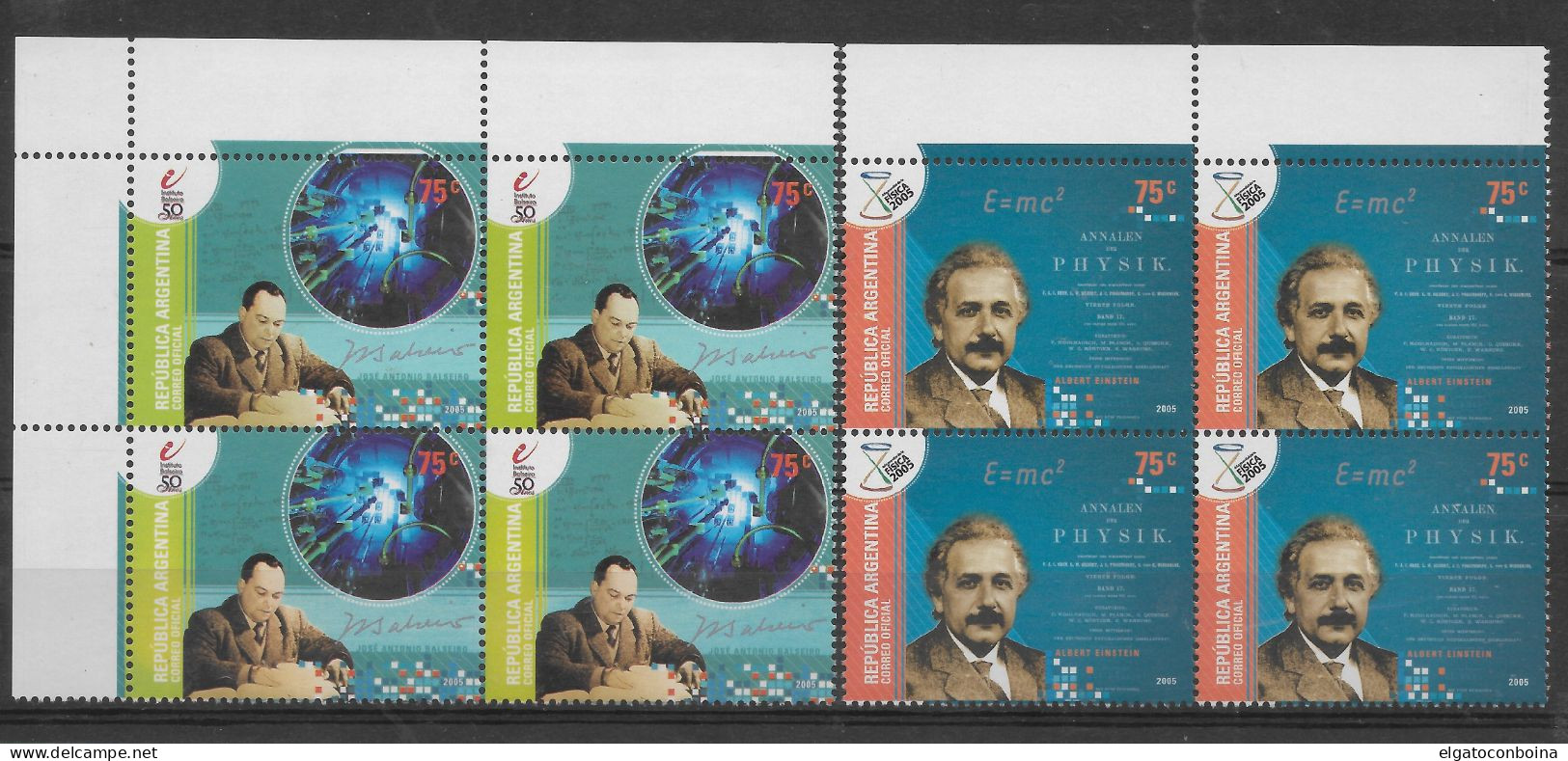 ARGENTINA 2005 INTERNATIONAL YEAR OF PHYSICS BALSEIRO EINSTEIN SCIENTISTS BLOCKS - Neufs