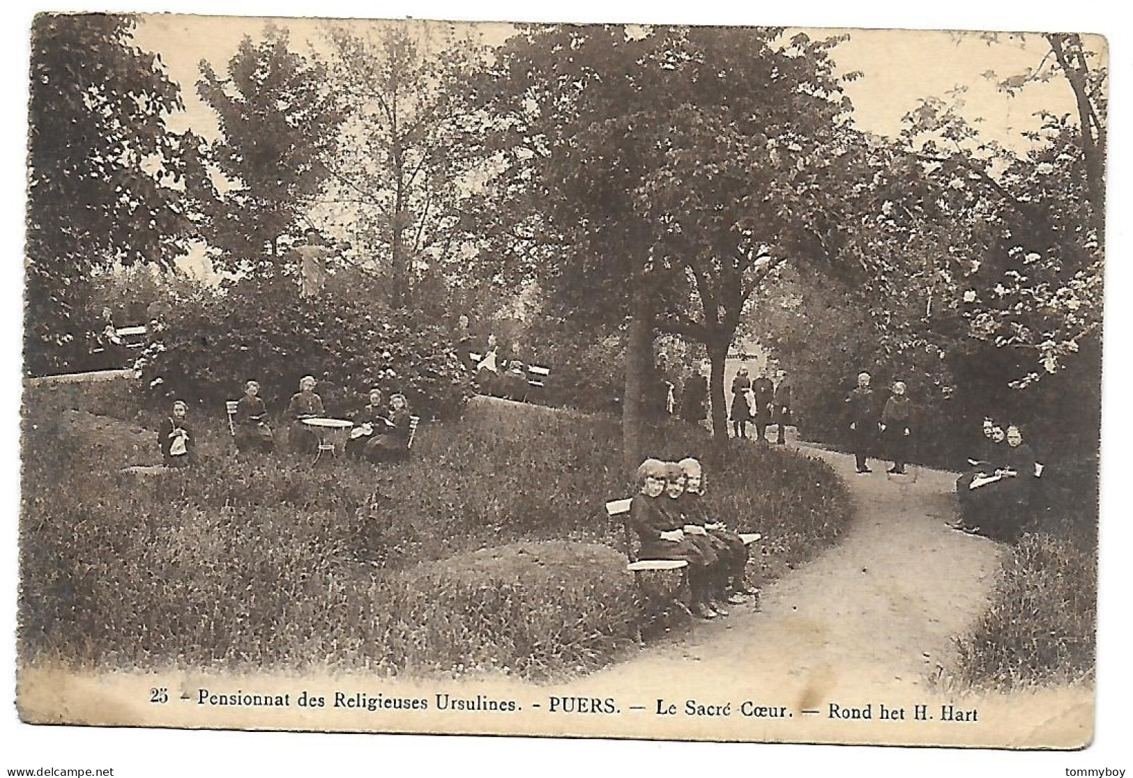 CPA Puers, Pensionnat Des Religieuses Ursulines, Le Sacré-Coeur, Rond Het H. Hart (matige Staat) - Puurs