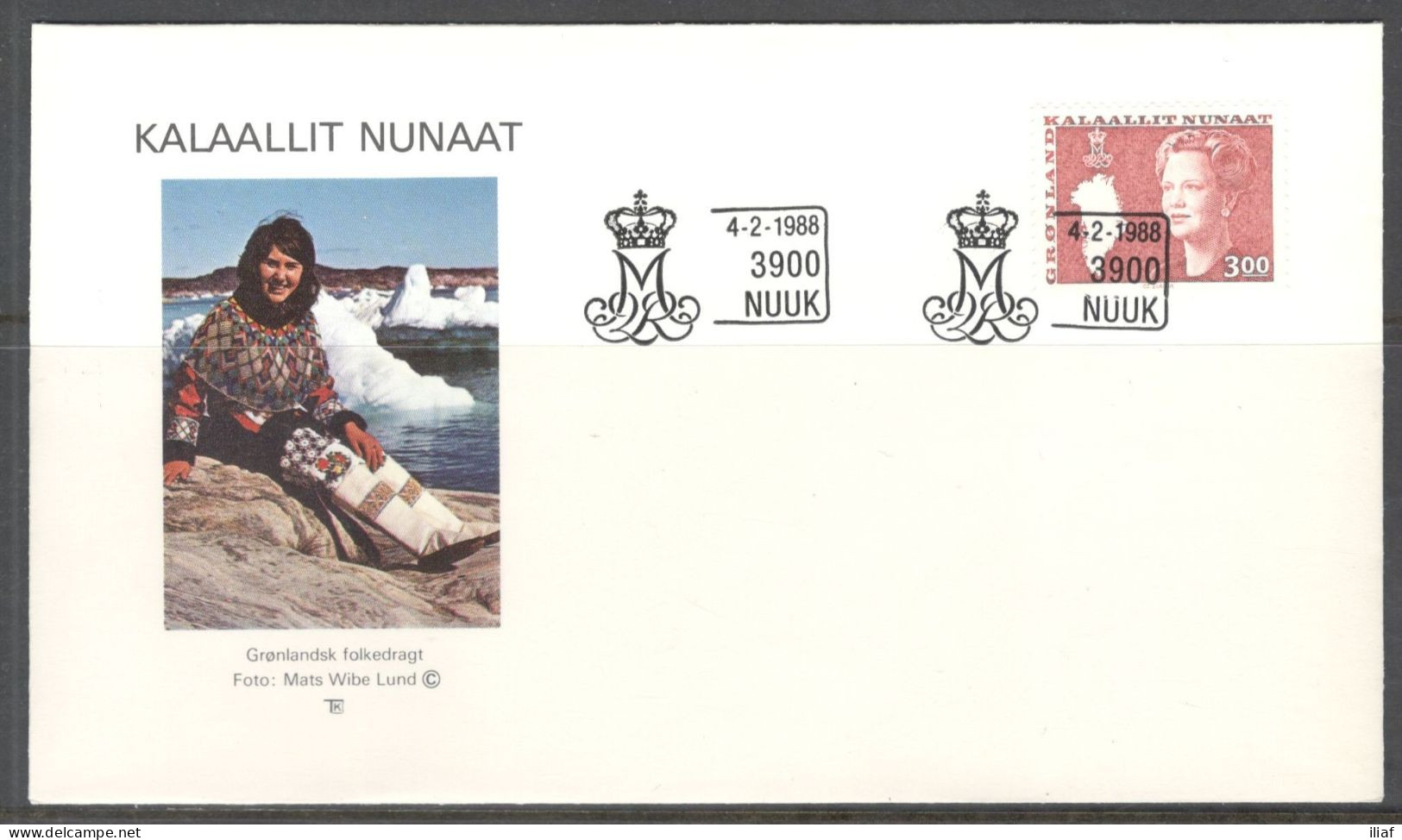 Greenland. FDC Sc. 129.   Queen Margarethe And Map Of Greenland  FDC Cancellation On FDC Cover - FDC