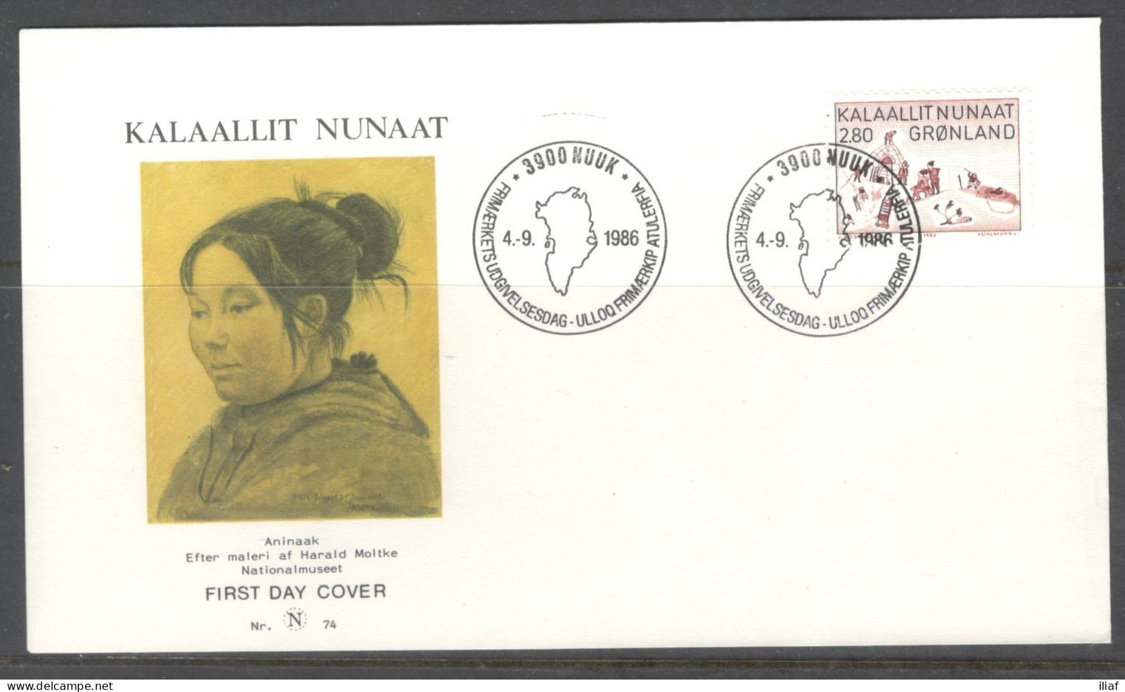 Greenland. FDC Sc. 114.   Life In Thule, C. 1900, By Aninaaq  FDC Cancellation On FDC Cover - FDC