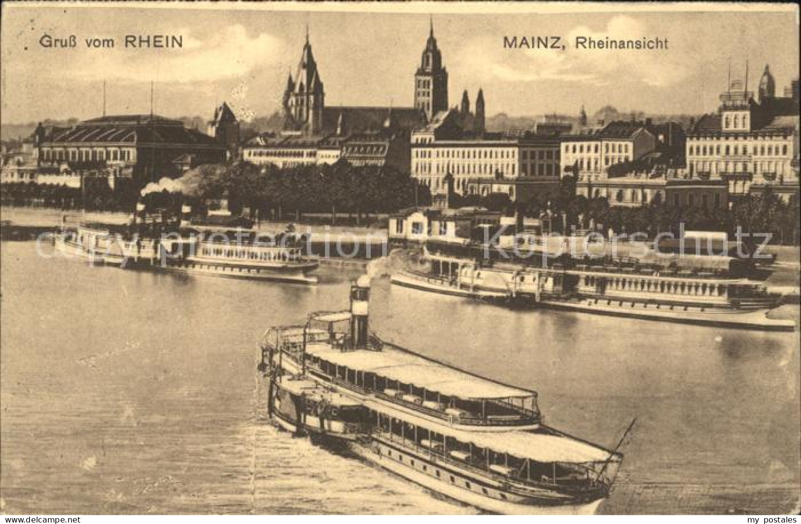 41743736 Mainz Rhein Rheinansicht Mit Stadthalle Und Dom Dampfer Mainz - Mainz
