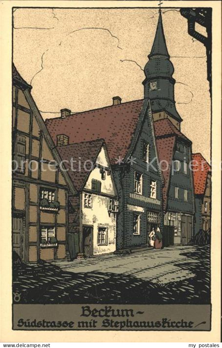 41724878 Beckum Westfalen Suedstrasse Mit Stephanuskirche Beckum Westfalen - Beckum