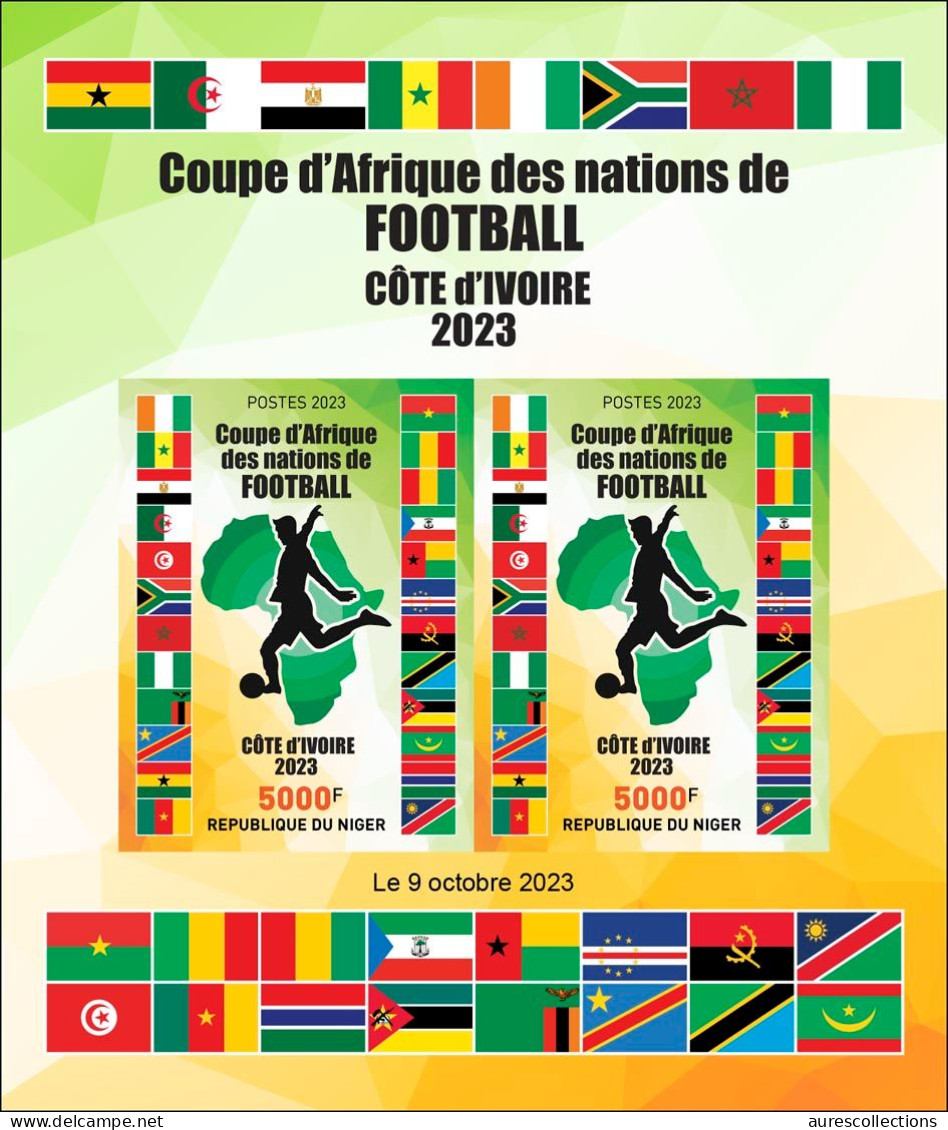 NIGER 2023 - IMPERF M/S 2V - FOOTBALL AFRICA CUP OF NATIONS COUPE D'AFRIQUE COTE D'IVOIRE - FLAGS ALGERIA ALGERIE - MNH - Africa Cup Of Nations