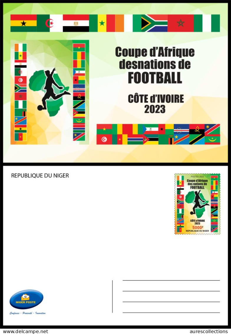 NIGER 2023 - STATIONERY CARD - FOOTBALL AFRICA CUP OF NATIONS COUPE D'AFRIQUE COTE D'IVOIRE - FLAGS ALGERIA ALGERIE - Afrika Cup