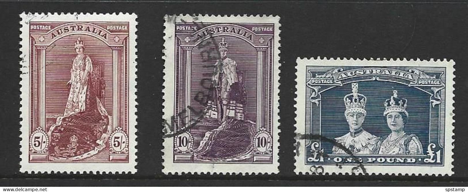 Australia 1938 KGVI Robes Definitives Thick Paper Set Of 3 FU - Oblitérés