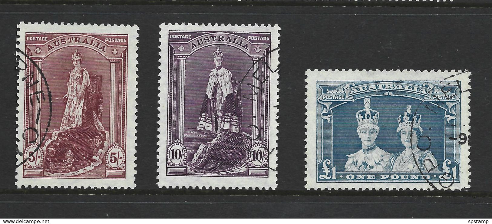 Australia 1948 - 1949 KGVI Robes Definitives Thin Rough Paper Set Of 3 FU , Neat Selected Cancels - Gebruikt