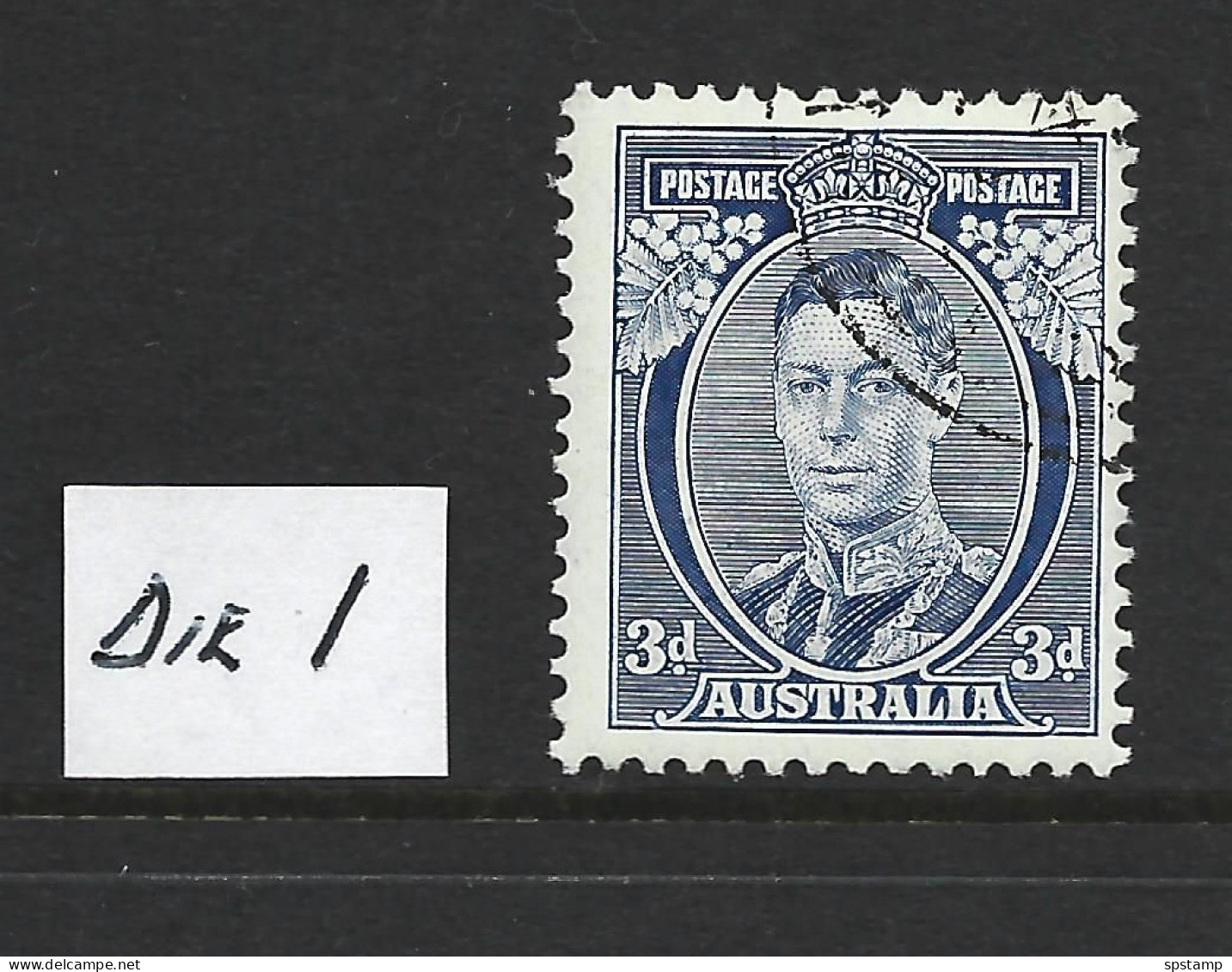 Australia 1937 3d Blue KGVI Definitive 5 Different With All Dies & White Wattles Variety VFU - Oblitérés