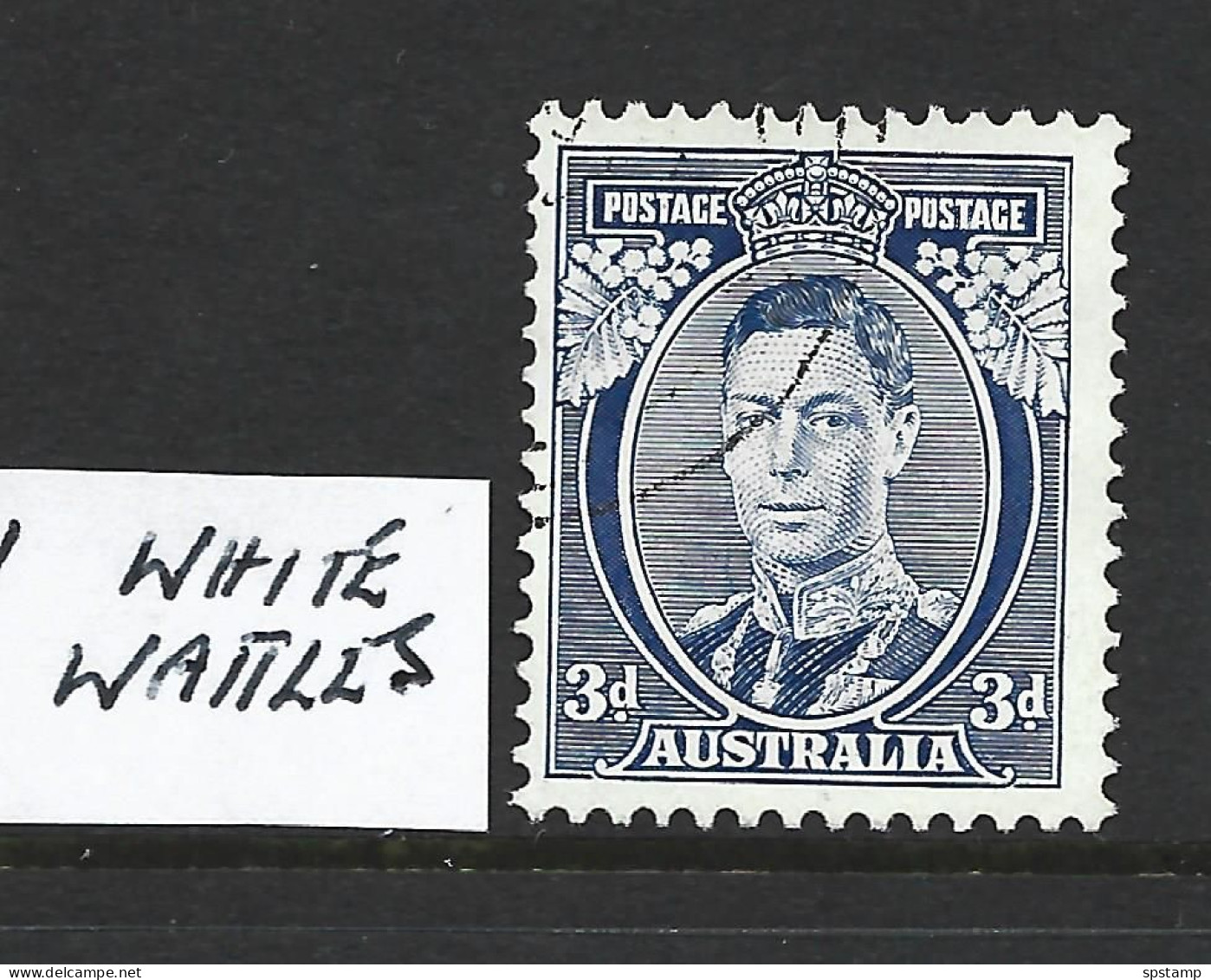 Australia 1937 3d Blue KGVI Definitive 5 Different With All Dies & White Wattles Variety VFU - Oblitérés
